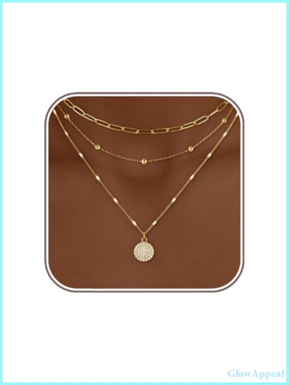 18K Gold Plated Stainless Steel Layered Necklace Set 3 Pcs Dainty